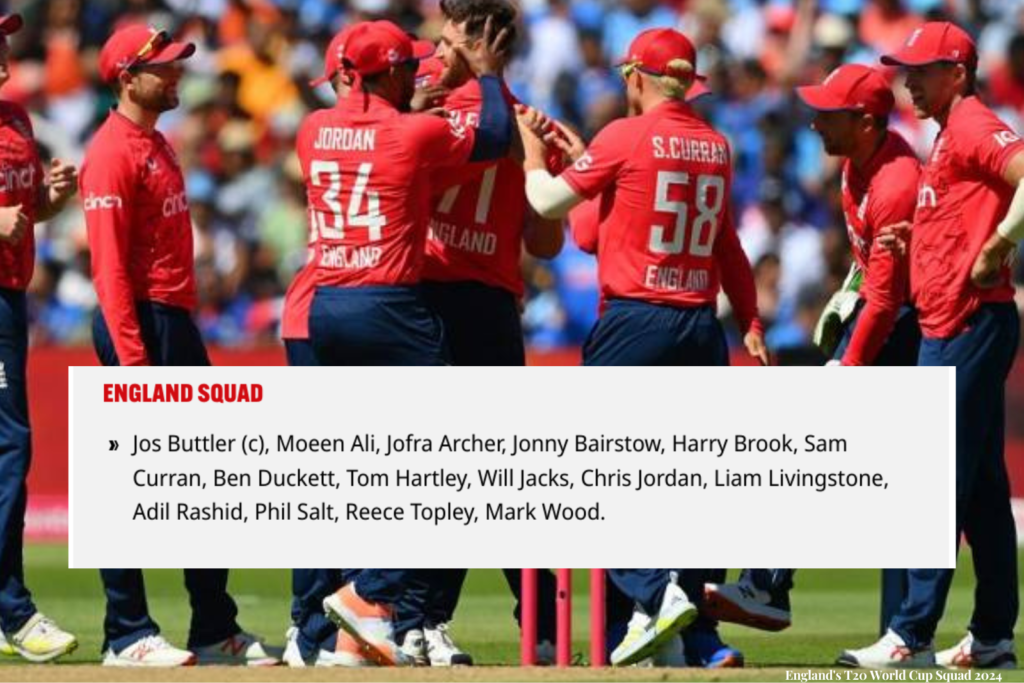 England's T20 World Cup Squad 2024