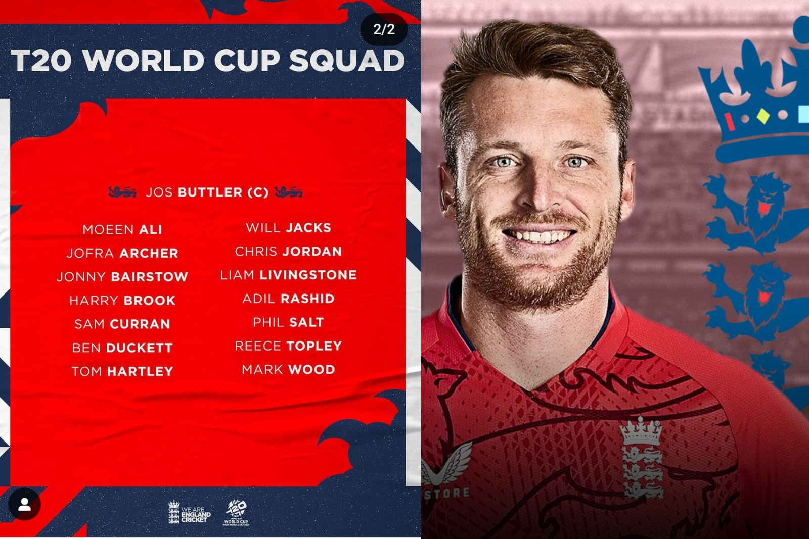 England's T20 World Cup Squad 2024